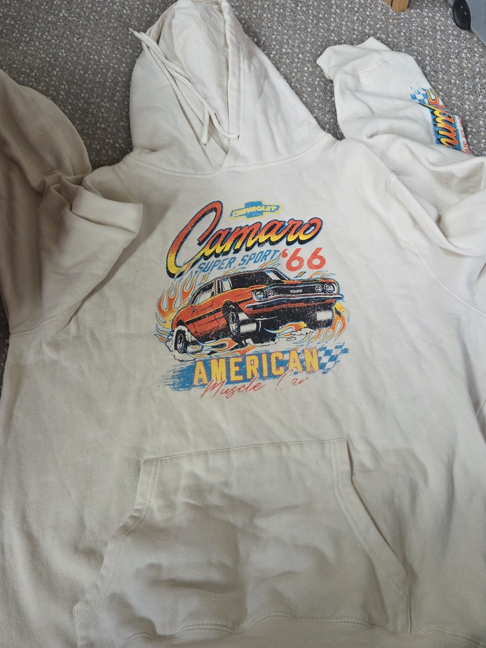 Camaro '66 Graphic Hoodie - Cream American Muscle Sweatshirt